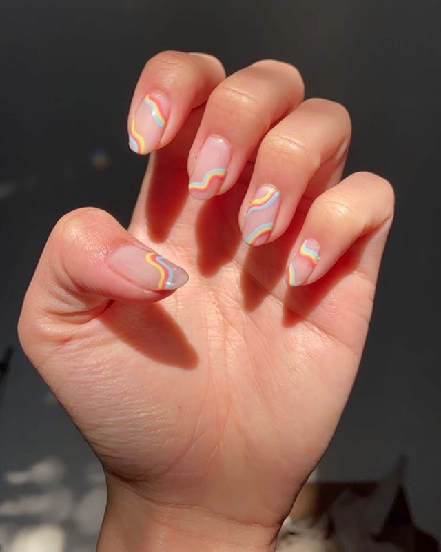 20 BEST 70S NAIL DESIGNS TO TRY IN 2024! 22 Rainbow Swirl 70s Nails
