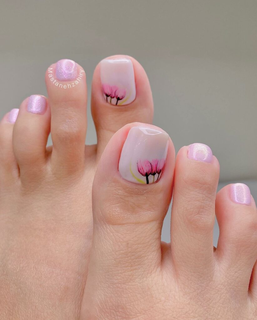 20 Latest Flower Pedicure Designs To Try In 2024! 14 Tulip Flower Design Pedicure