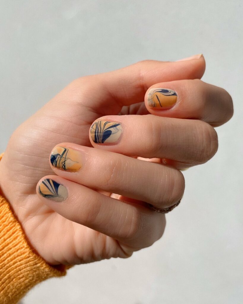 20 Latest Short Spring Nail Designs To Try In 2024! 10 Floating Ink Short Spring Nails