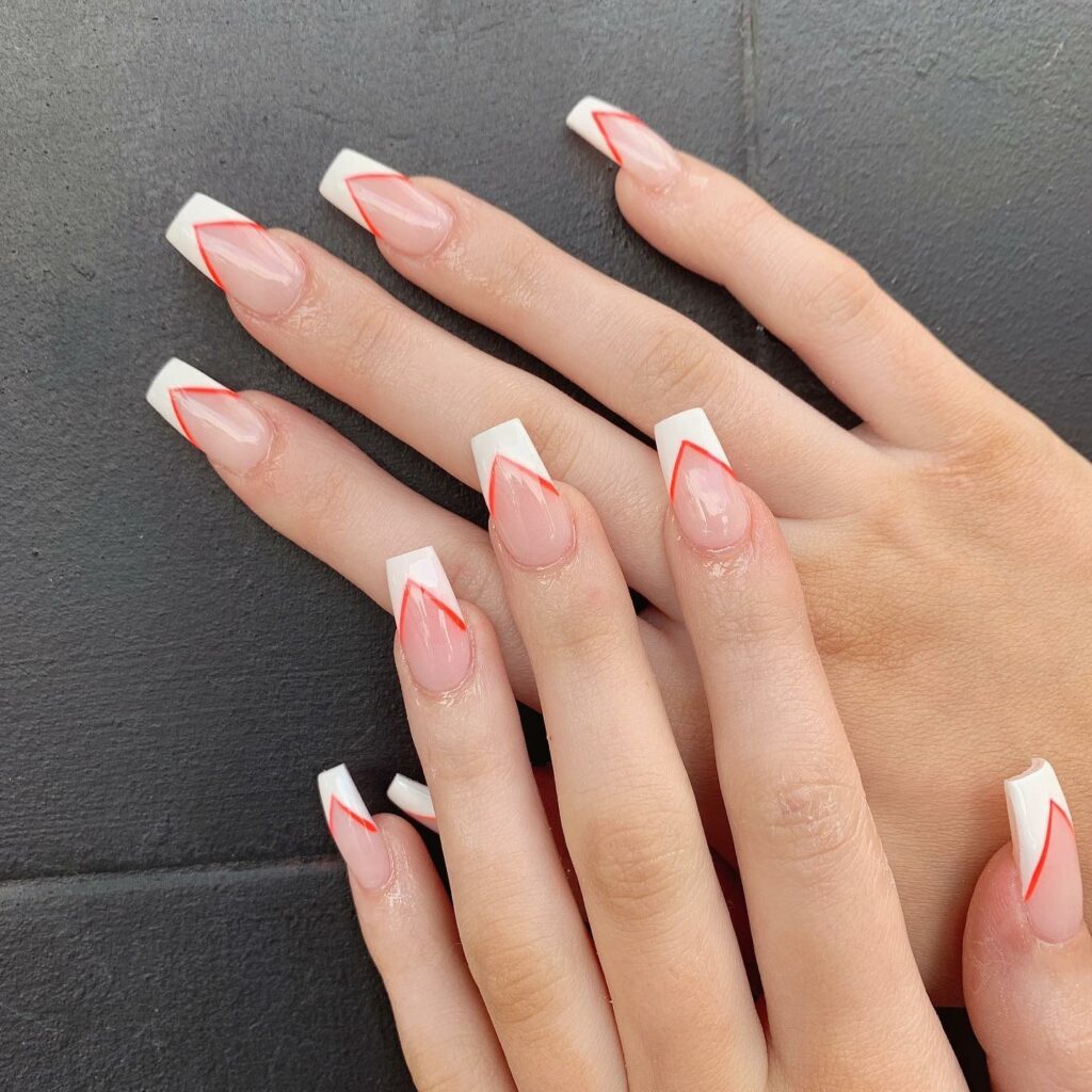 50 Latest V French Tip Coffin Nail Designs To Try In 2024! 51 French V Tips
