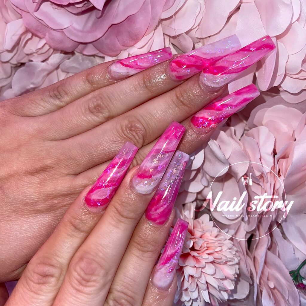 Discover 35 Pink Marble Nail Designs of 2024 19 Hot Pink Marble Nails