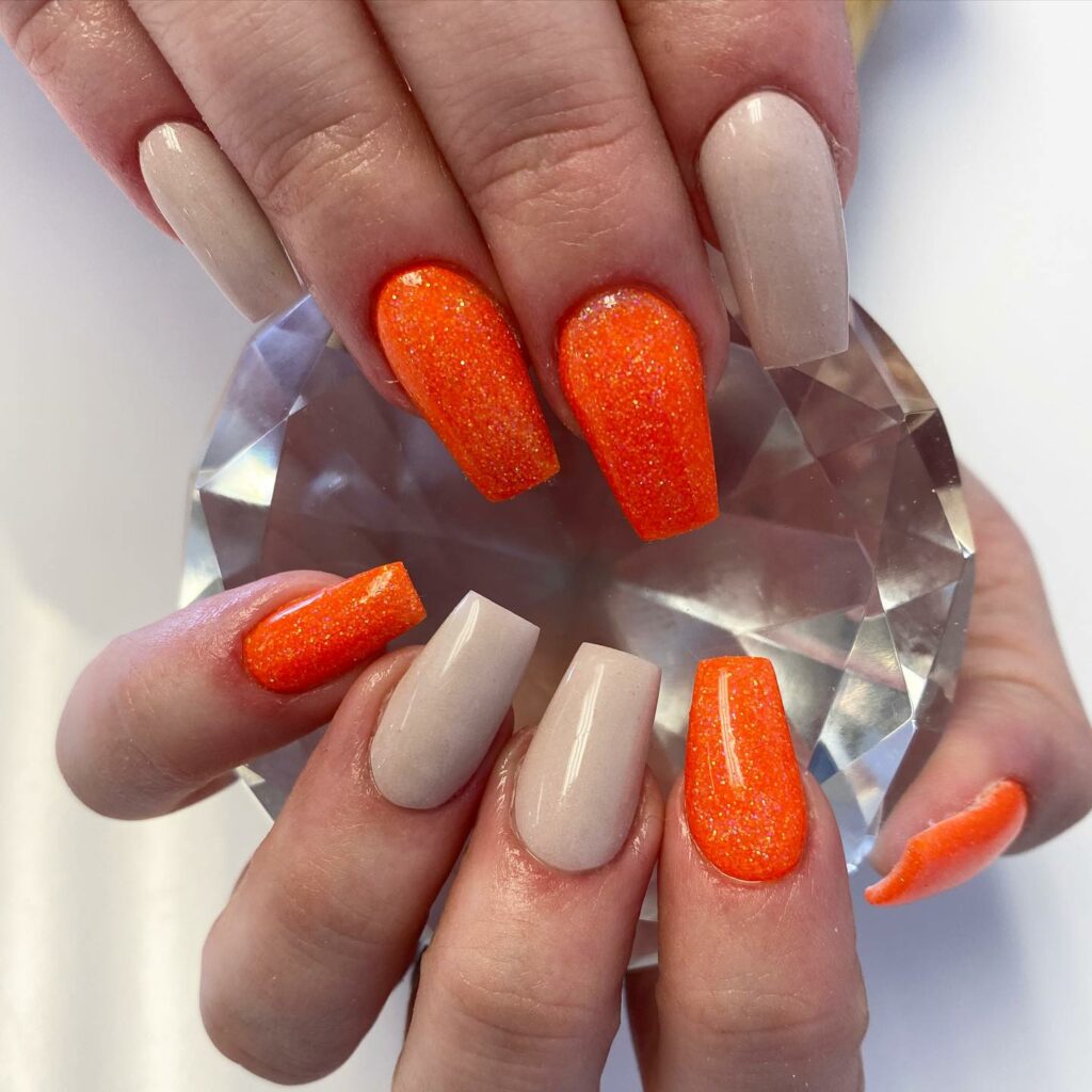 33 Latest Orange Acrylic Nail Ideas To Try in 2024! 35 Sparkly Neon Nails