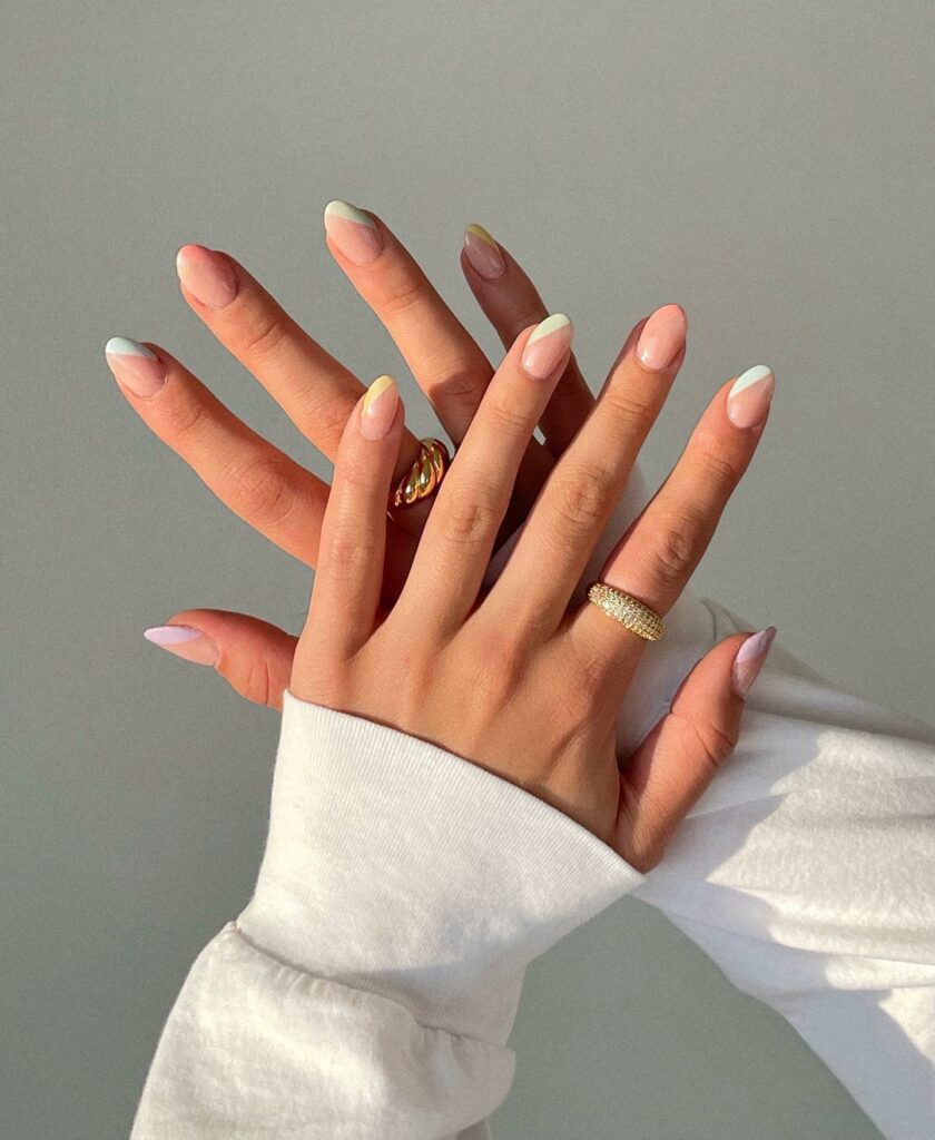 20 Latest Short Spring Nail Designs To Try In 2024! 16 Simple Short Round Spring Nails With Side Tip Design