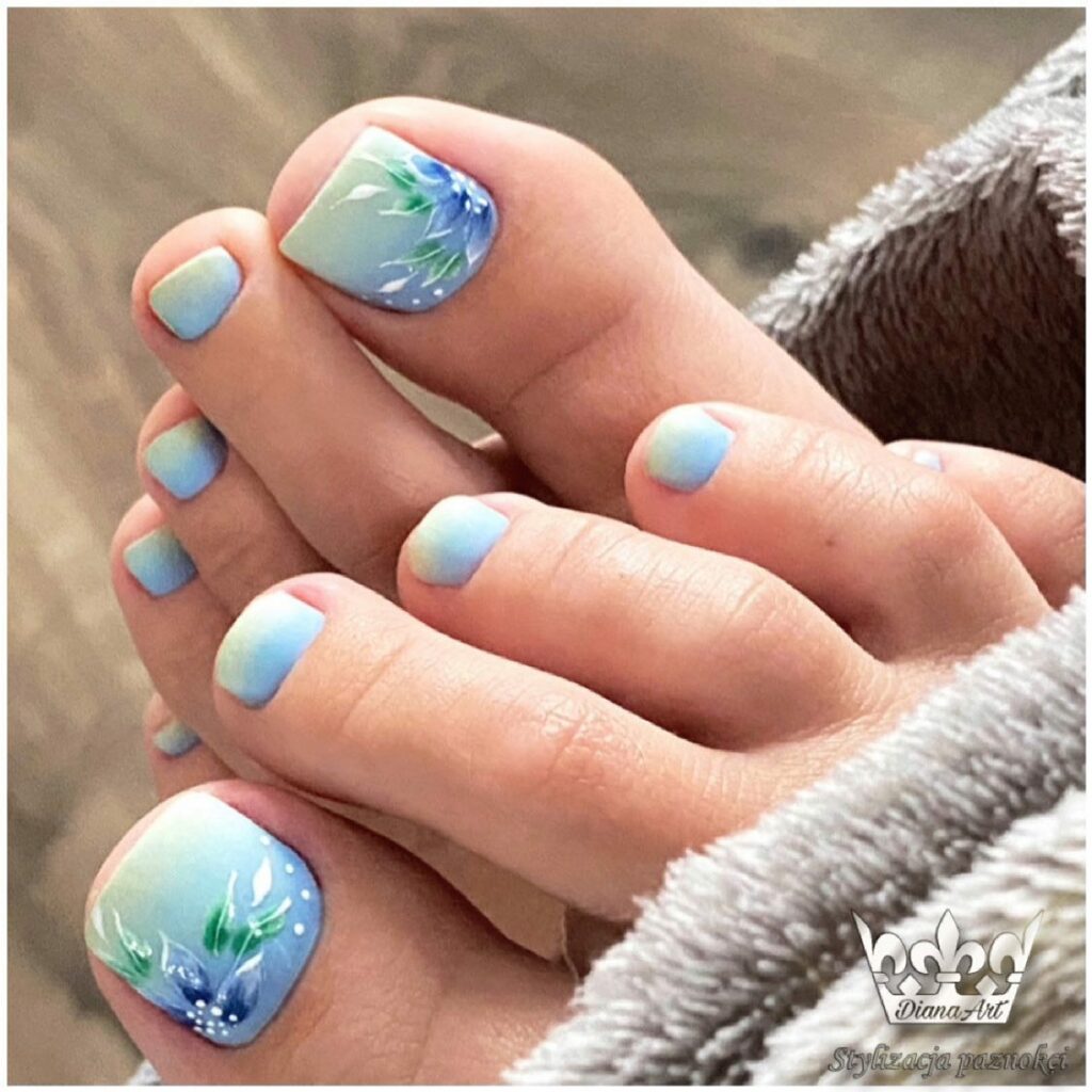 30 Ombre Pedicure Ideas to Experiment with in 2024 38 Ombre Nails with Flowers