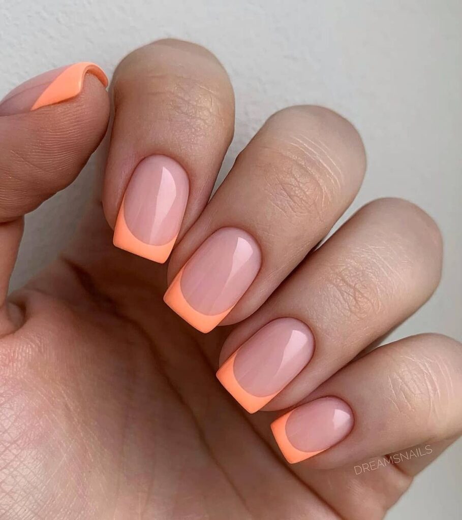 Bring Sunshine with 20 Orange French Tip Nail Designs in 2024 27 Pastel Orange French Tip Square Nails