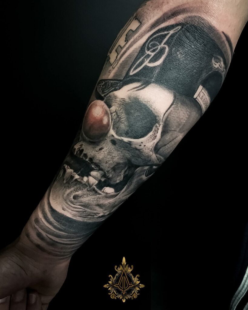 AMAZING CLOWN TATTOO IDEAS & THEIR MEANINGS 14 Skull Clown Tattoo