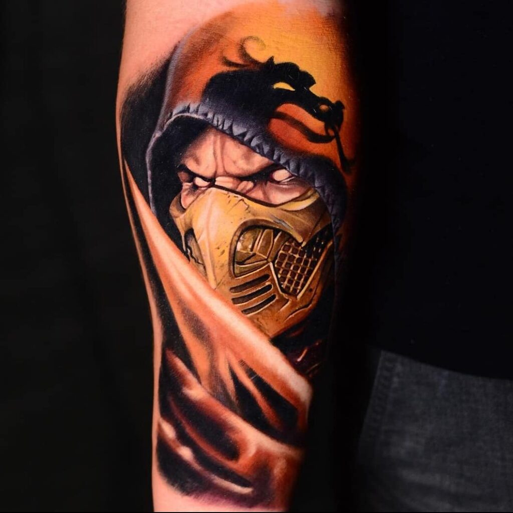 22 AMAZING SCORPION TATTOO DESIGNS - UPDATED FOR 2024 19 Mortal Kombat Scorpion Tattoo