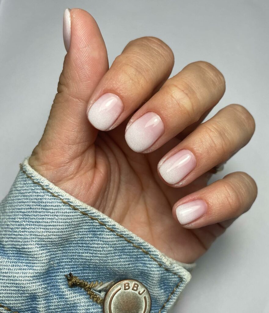 20 Latest Short Ombre Nail Ideas To Try In 2024! 20 White And Nude Short Ombre Nails