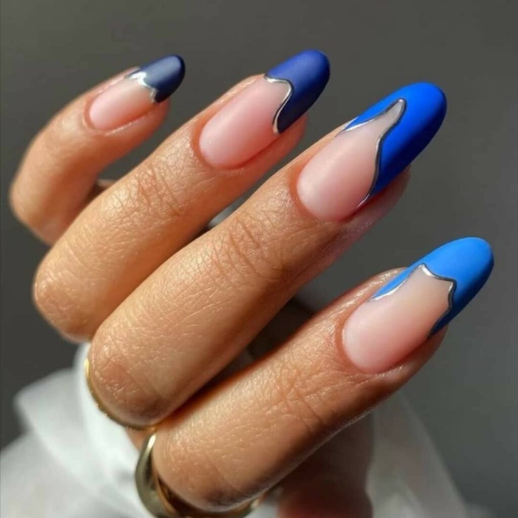 35 Latest Dark Blue Nail Designs To Try In 2024! 23 Dark Blue Pattern Nails