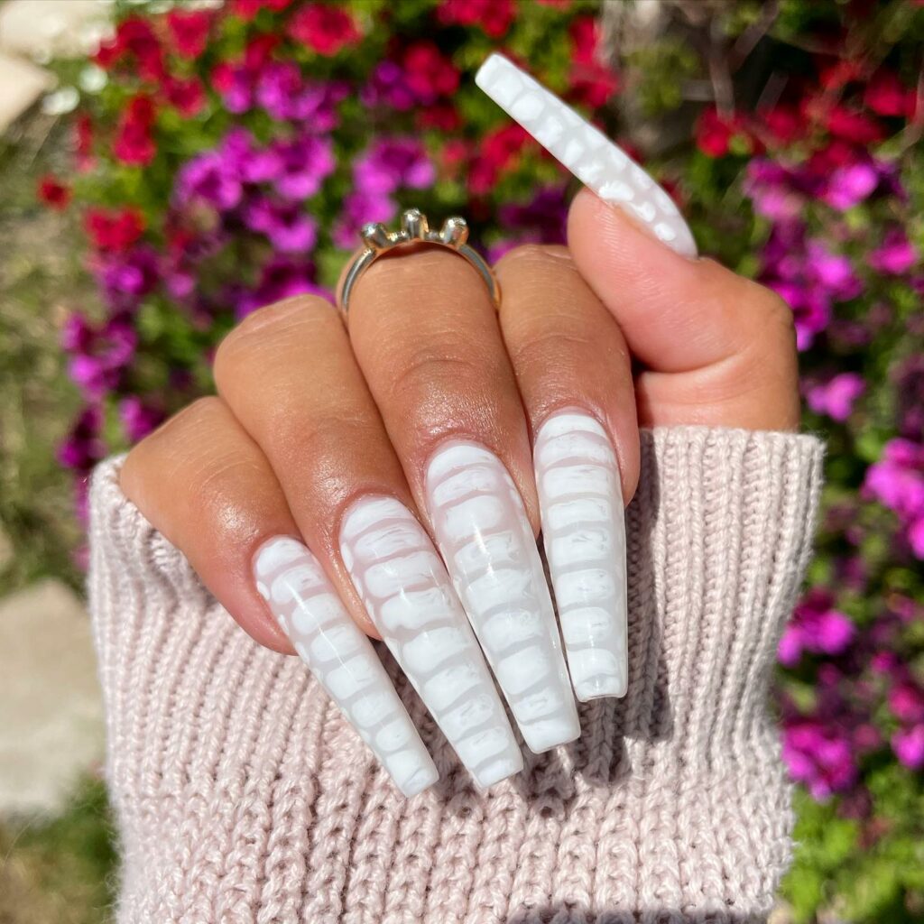 20 Latest Croc Nail Ideas To Try In 2024! 30 Long White Croc Coffin Nails