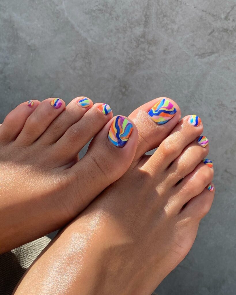 35 Rainbow Pedicure Ideas to Add Vibrancy to Your Look in 2024 16 Spectrum shapes