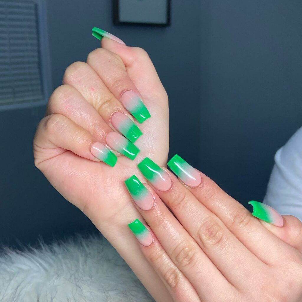 Refresh with 30 Green Ombre Nail Designs in 2024 28 Square-Shaped Green Ombre Nails