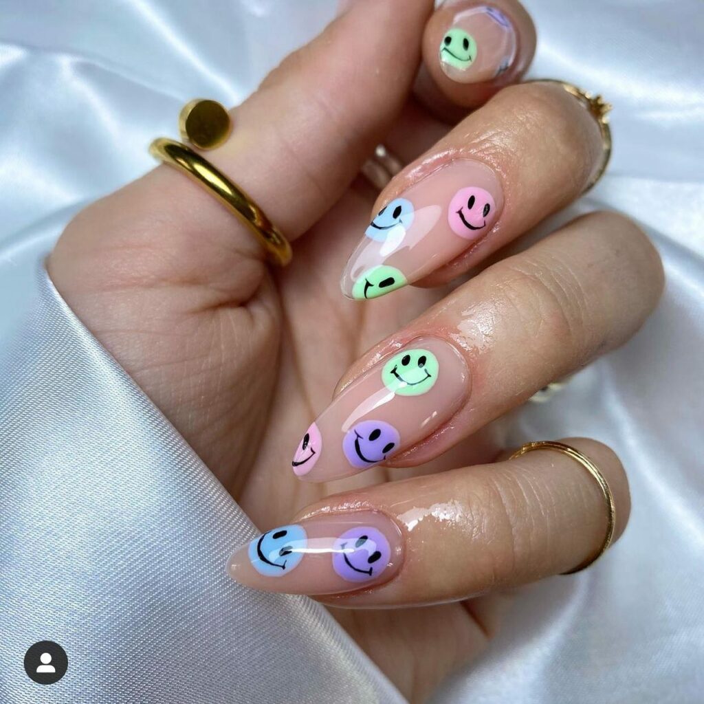 Show Off 25 Smiley Face Nail Designs in 2024 12 Colorful Emoji Nails