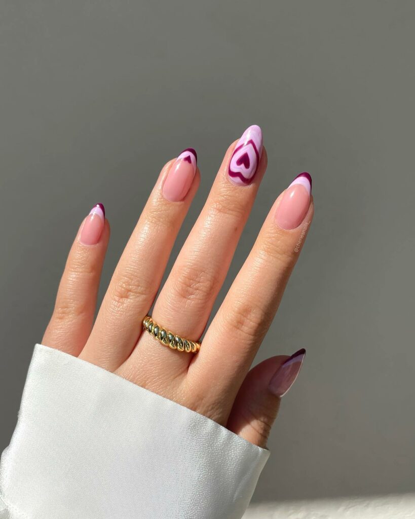 30 Latest Heart Nails Ideas To Try In 2024! 32 Heart Design On Purple Nails