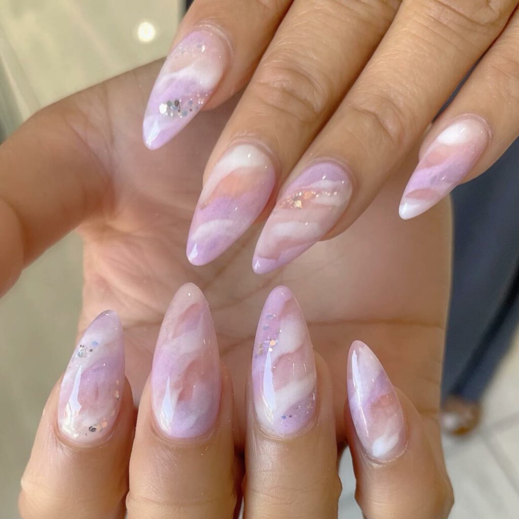 Discover 35 Lovely Lilac Nail Designs to Try in 2024 17 Marble Effect