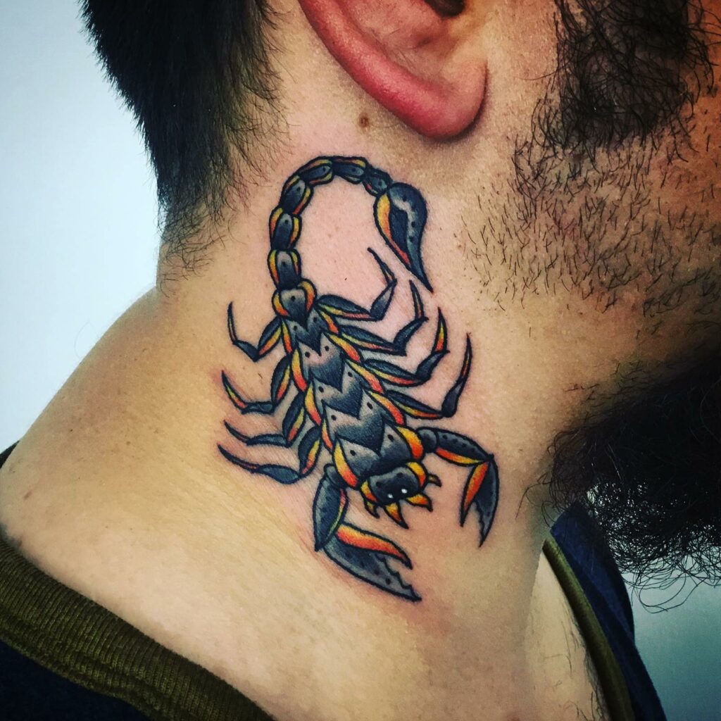 22 AMAZING SCORPION TATTOO DESIGNS - UPDATED FOR 2024 22 Scorpion Neck Tattoo