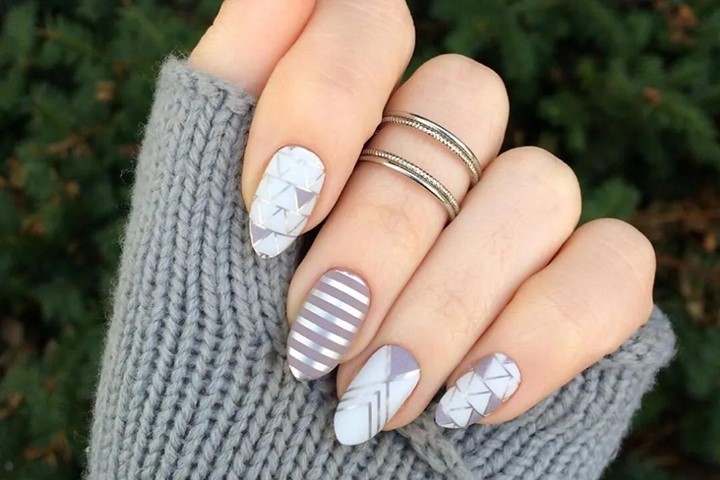 Embrace Neutrals with 35 Grey Nail Designs for 2024 24 Grey and White Artistic Nails