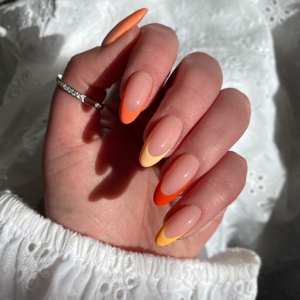 Bring Sunshine with 20 Orange French Tip Nail Designs in 2024 28 Orange French Tip Nails Series