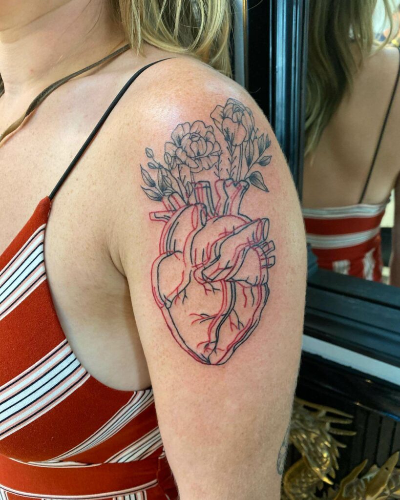 11+ Heart and Flower Tattoo Ideas That Will Blow Your Mind! 13 3-D Heart And Flower Tattoo Designs