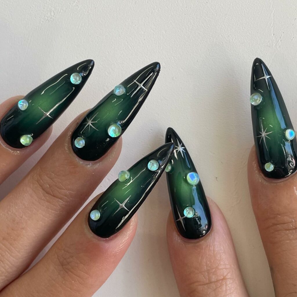 Express Yourself with 30 Emo Nail Designs in 2024 33 Vibrant Pink and Green Witch Themes