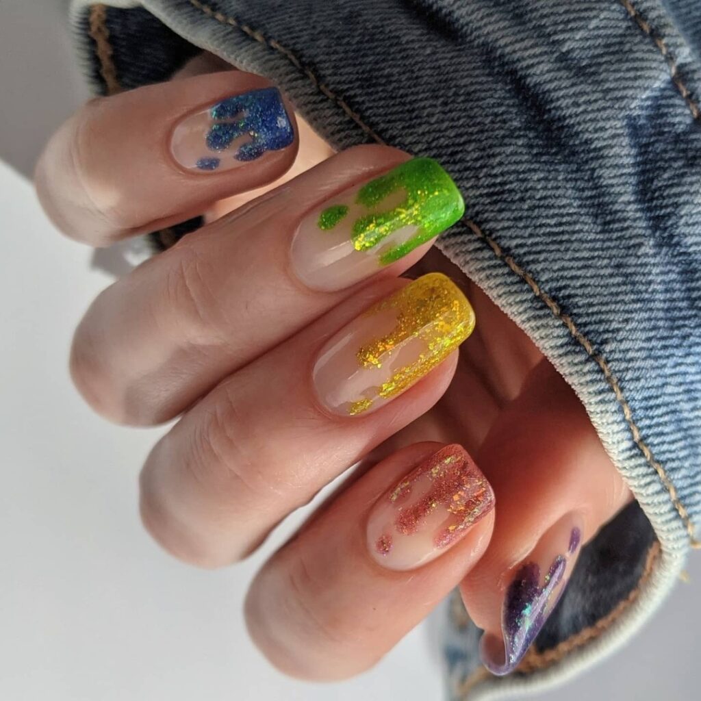 Embrace Glamour with 30 Ombre Nails With Glitter for 2024 37 Dripping Glitter Tips