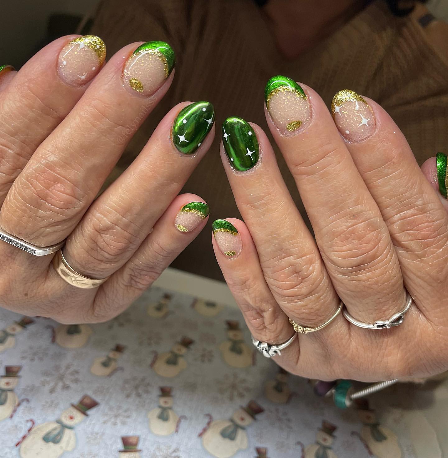 Celebrate with 33 Short Christmas Nail Ideas in 2024 38 Glittery Neon Green Short Christmas Nails