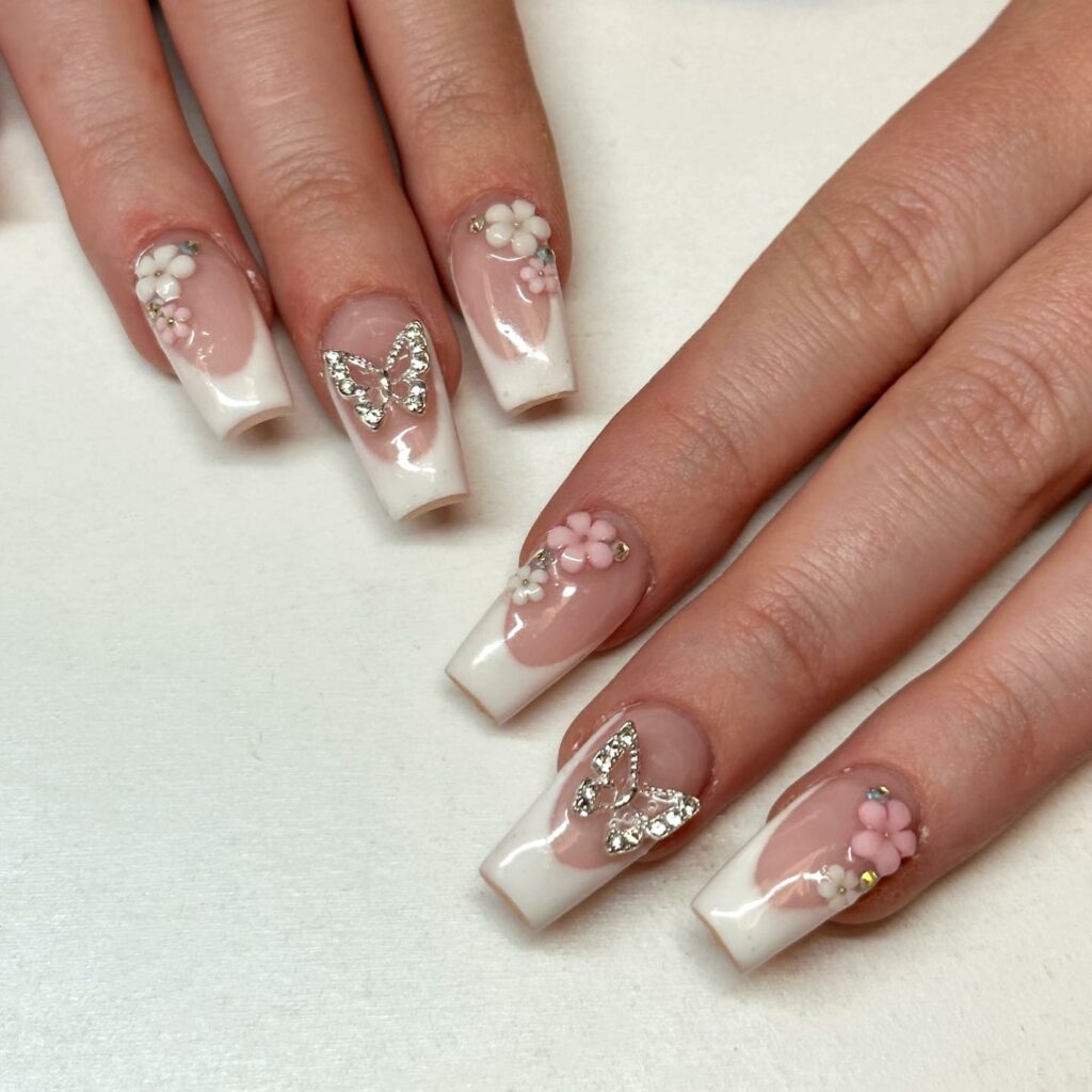 50 Latest Butterfly Nail Designs To try In 2024! 44 Short Butterfly Accent Nails