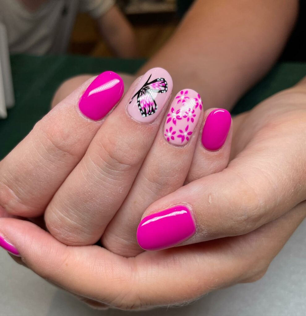 50 Latest Butterfly Nail Designs To try In 2024! 45 Sizzling Hot Pink Butterfly Nails