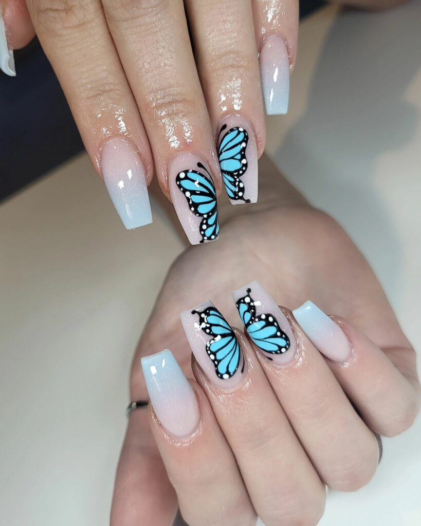 50 Latest Butterfly Nail Designs To try In 2024! 51 Ombre Nails with Butterflies