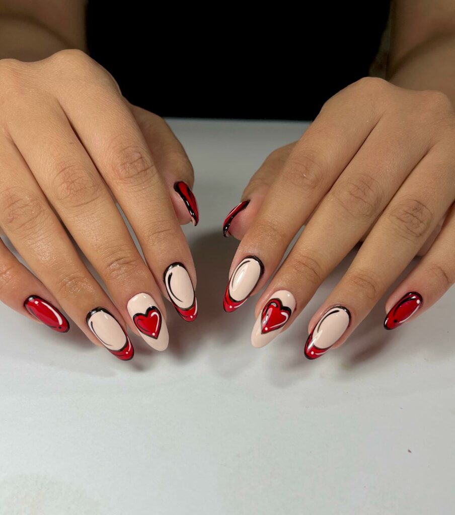 44 Latest Pop Art Nail Designs To Try In 2024! 33 Red Heart Pop Art Nails