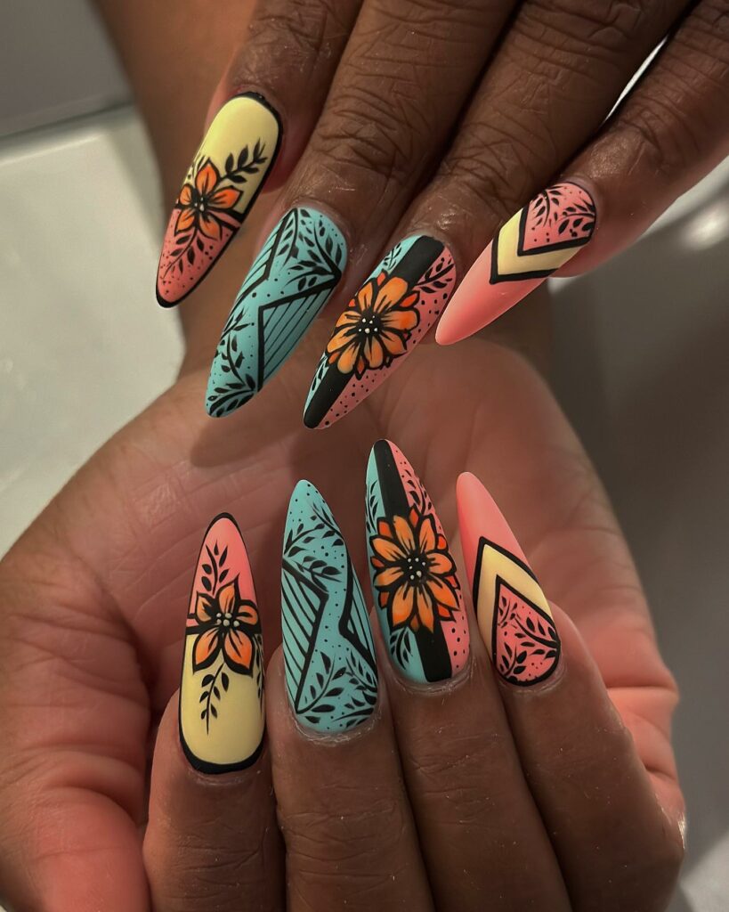 44 Latest Pop Art Nail Designs To Try In 2024! 35 Floral Pop Art Nails