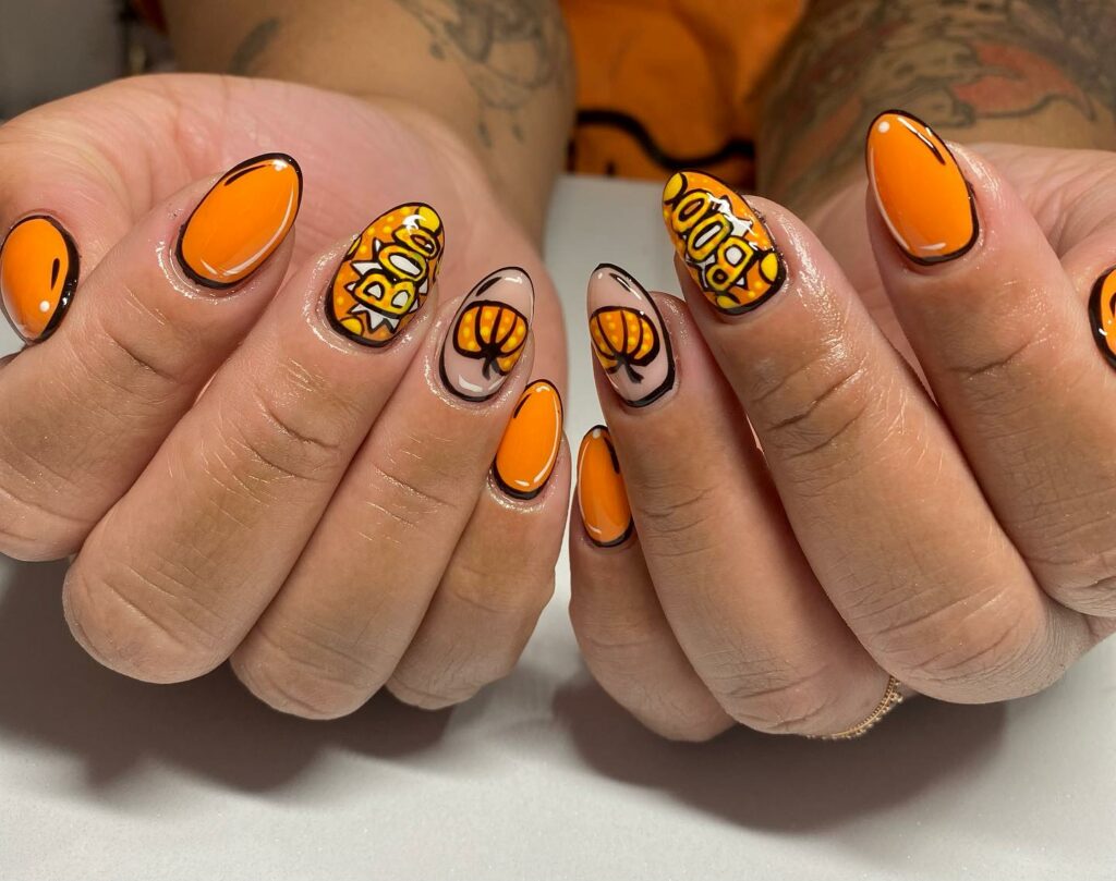 44 Latest Pop Art Nail Designs To Try In 2024! 51 Pop Art Nails with a Pumpkin Twist