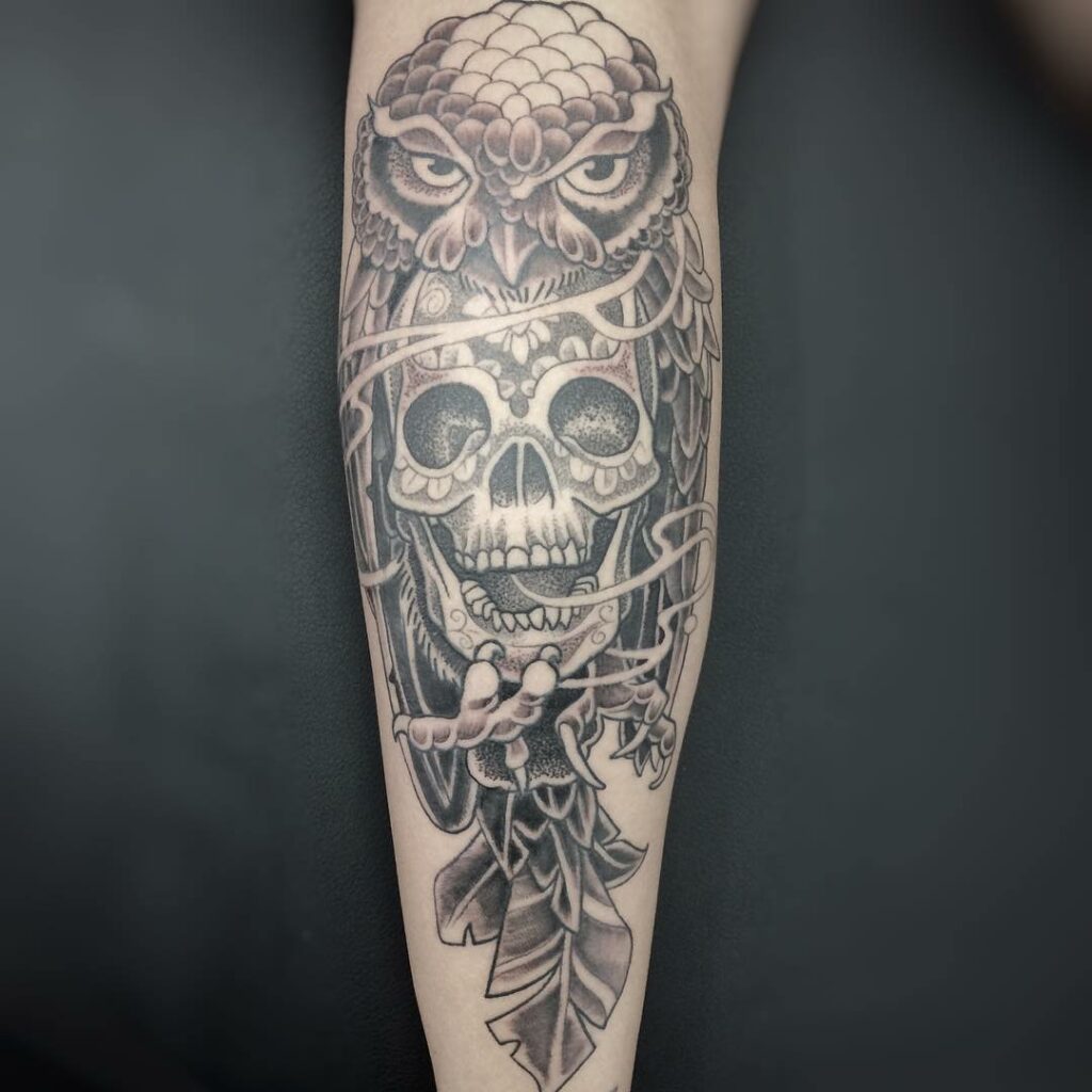 11+ Skull And Owl Tattoo Ideas That Will Blow Your Mind! 14 Cool Owl And Sugar Skull Tattoo Ideas