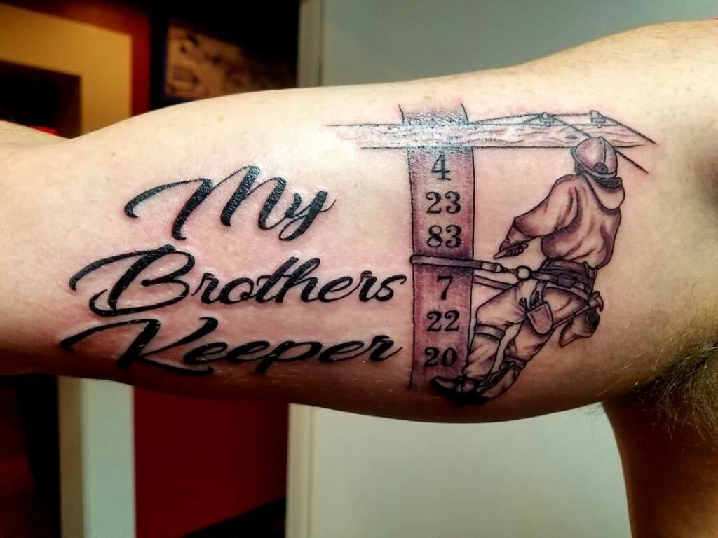 12+ Lineman Tattoo Ideas To Inspire You! 18 Memorial Lineman Tattoo in Black