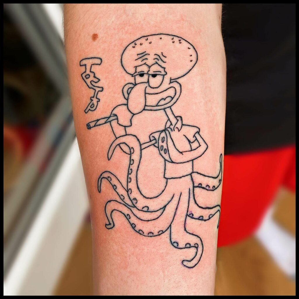 11+ Blunt Tattoo That Will Blow Your Mind! 12 Squidward With A Blunt Tattoo