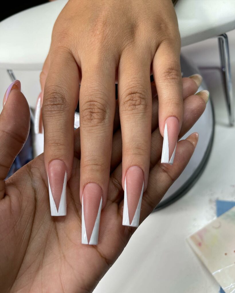 Try 50 Coffin French Tip Nail Designs in 2024 23 Trendy Large V Tips
