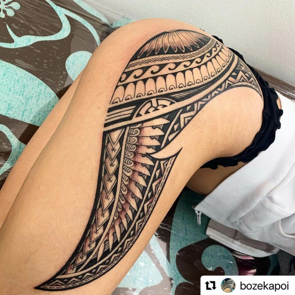 11+ Thigh Tattoo Sleeve Ideas That Will Blow Your Mind! 12 Bold Black Tribal Leg Tattoo
