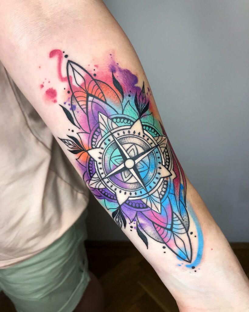 AMAZING COMPASS TATTOOS + THEIR MEANINGS - UPDATED FOR 2024 16 Mandala Compass Tattoos