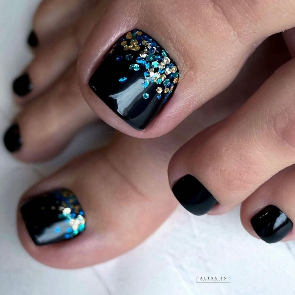 22 Latest Black Pedicure Ideas To Try In 2024! 26 Crystal Encrusted