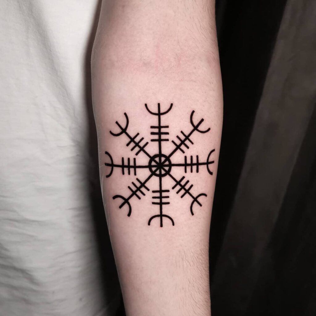 AMAZING PROTECTION TATTOO DESIGNS & MEANINGS IN 2024 17 Helm of Awe tattoo