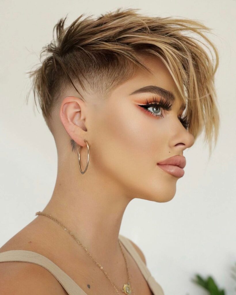 35 Short-Sided Shaved Female Hairstyles to Flaunt Your Boldness in 2024 28 Funky Edgy Short Hairstyle
