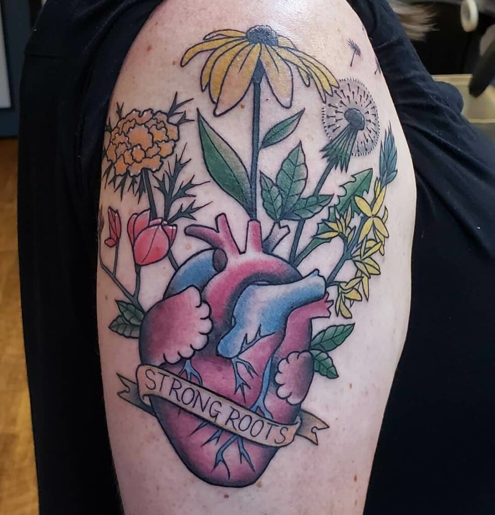 11+ Heart and Flower Tattoo Ideas That Will Blow Your Mind! 15 Colorful Heart And Flower Tattoos