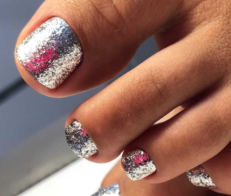 30 Wedding Pedicure Ideas to Match Your Bridal Look in 2024 21 The Glittering Silver Pedicure Journey