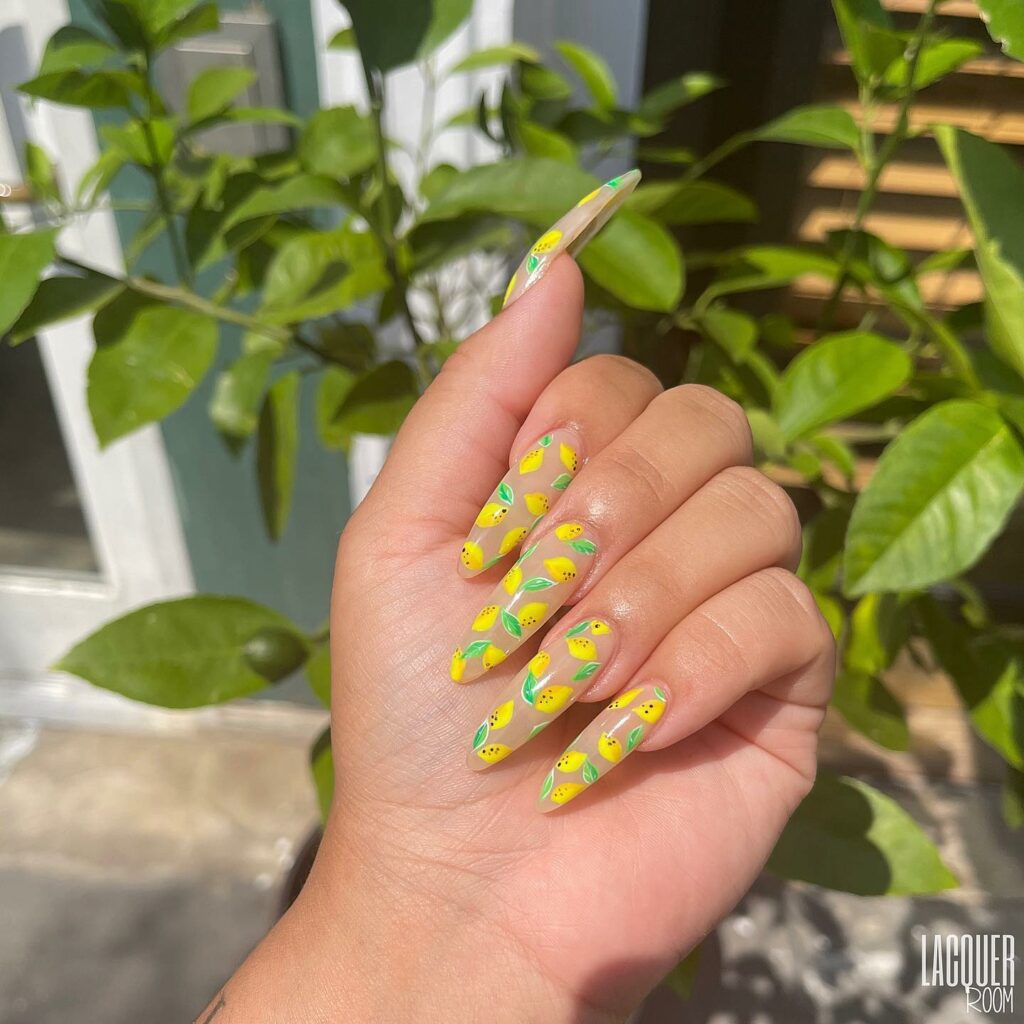 Long Almond Lemon Nails