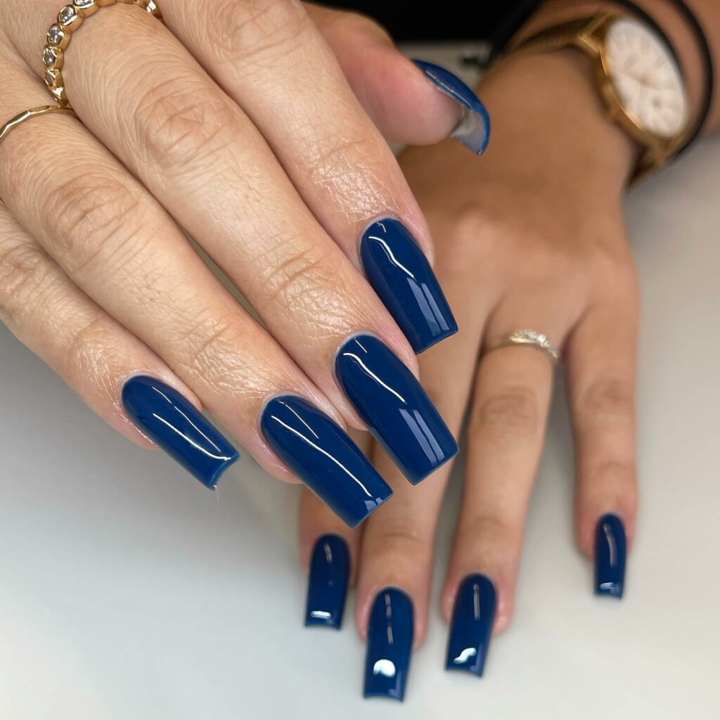 30 Latest Navy Blue Nail Designs To Try In 2024! 16 Long Acrylic Navy Blue Nails