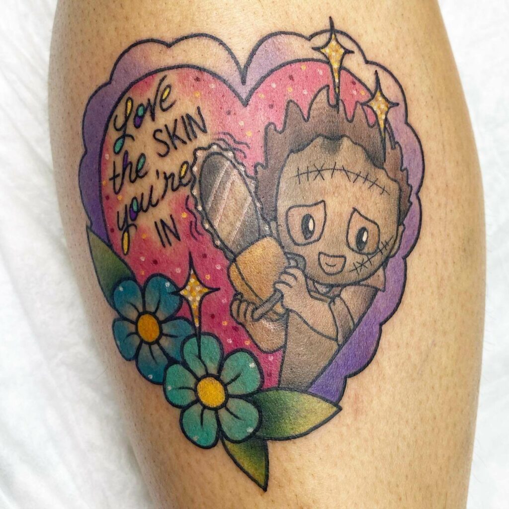 11+ Texas Chainsaw Massacre Tattoo Ideas That Will Blow Your Mind! 13 Baby Leatherface In Heart Symbol Tattoo