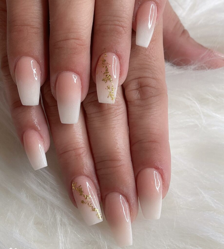 26 Latest Ombre Nail Ideas To Try In 2024! 33 Nude Ombré Nails with Gold Foils
