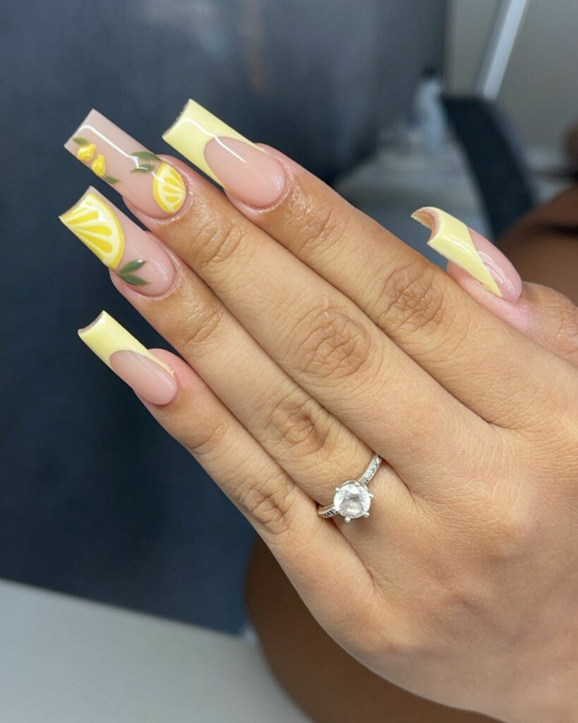 Acrylic Lemon French Nails