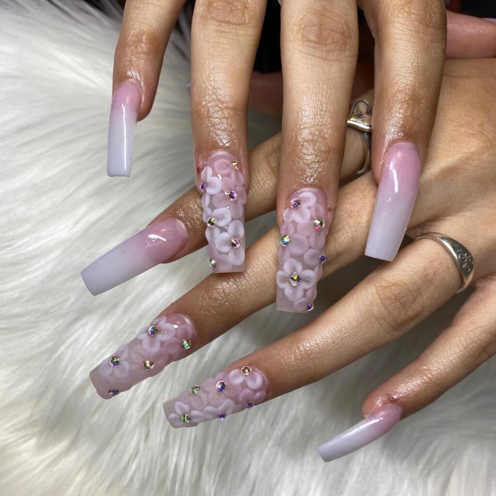 45 Latest Nails With Rhinestones Designs To Try In 2024! 51 Ombre Nails with A Sparkly Twist