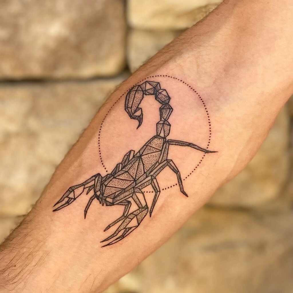 22 AMAZING SCORPION TATTOO DESIGNS - UPDATED FOR 2024 11 Geometric Scorpion Tattoo